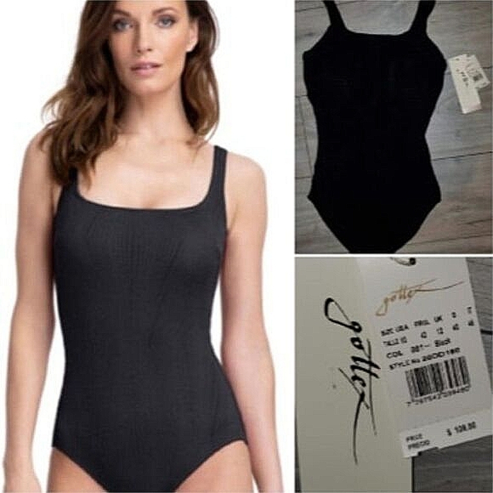 Gottex Deep Dive Square Neck High Back One Piece Swimsuit Size 8